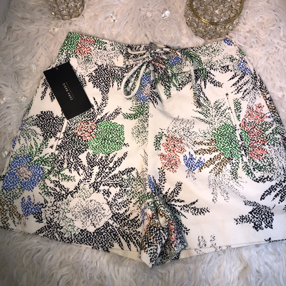 Zara Basic Canvas Printed Shorts